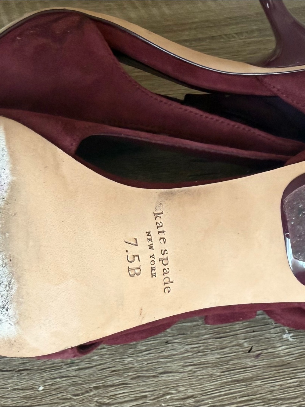 kate spade Burgundy Suede Knot Slingback Heels - Picture 8 of 9